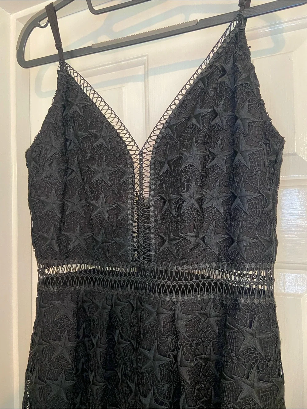 Sam Edelman Black Lace V-Neck Midi Dress
